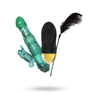 Auto-rabbit 2 Green + Yellooh Swirly Wireless Egg + Vuxen Feather Tickler - Black