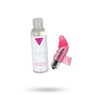 Setti Vuxen Vesipohjainen Liukuvoide 50 Ml + Jelly Sormivibraattori 10 Nopeutta