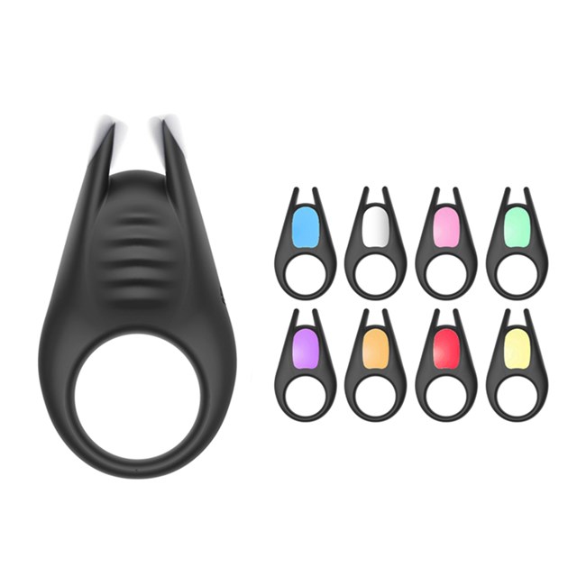 Värikäs Penisrengas + klitorisvibraattori valoilla & Kaukosäädin