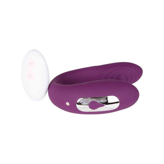 Rechargeable Couples Vibrator with Wireless Remote - Purple