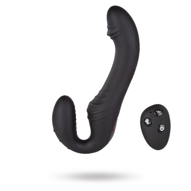 Triple Vibration Strap-On Vibraattori Kaukosäätimellä - Musta