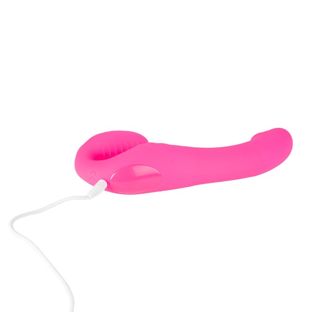 Triple Vibration Strap-On Vibraattori Kaukosäätimellä - Pinkki