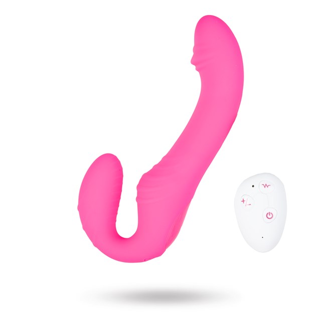 Triple Vibration Strap-On Vibraattori Kaukosäätimellä - Pinkki