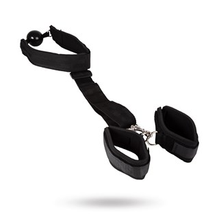 Ball Gag With Wrist Restraints - Musta