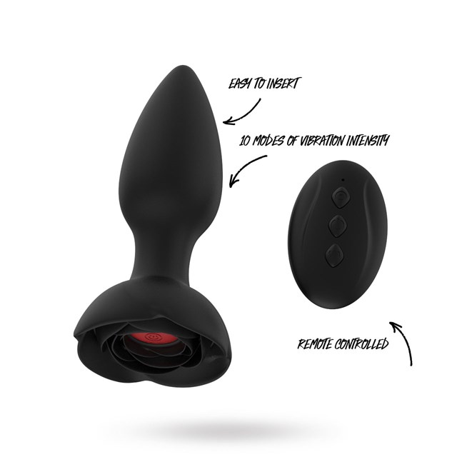 VIBRATING ROSE BUTTPLUG WITH REMOTE