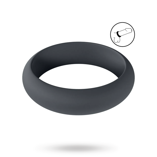 Wide O Silicone Cockring - L - 42mm - Black