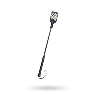 Square Spot Riding Crop - Black