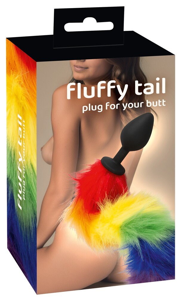 Fluffy Tail Butt Plug Rainbow