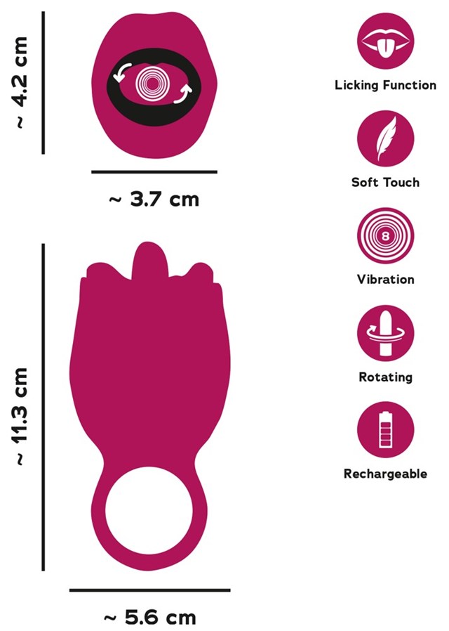 Oral Fun Vibrator Licking and Vibrating Tongue Pink