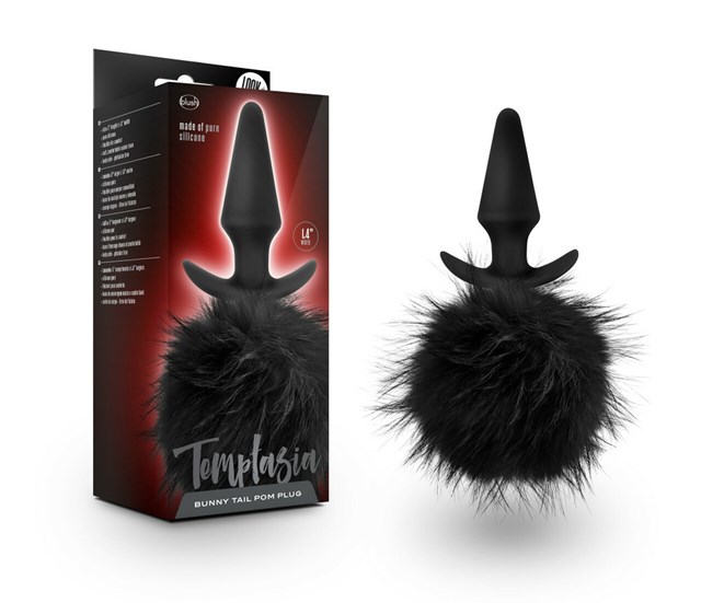 Bunny Tail Pom Plug - Musta