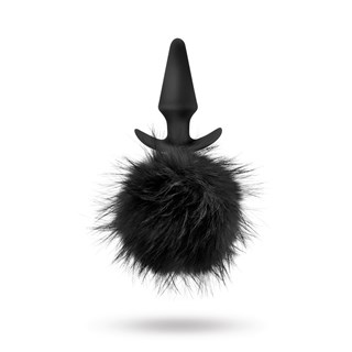 Bunny Tail Pom Plug - Musta