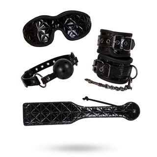 Diabolique Bondage Setti - Silmämaski, Käsiraudat & Piiska